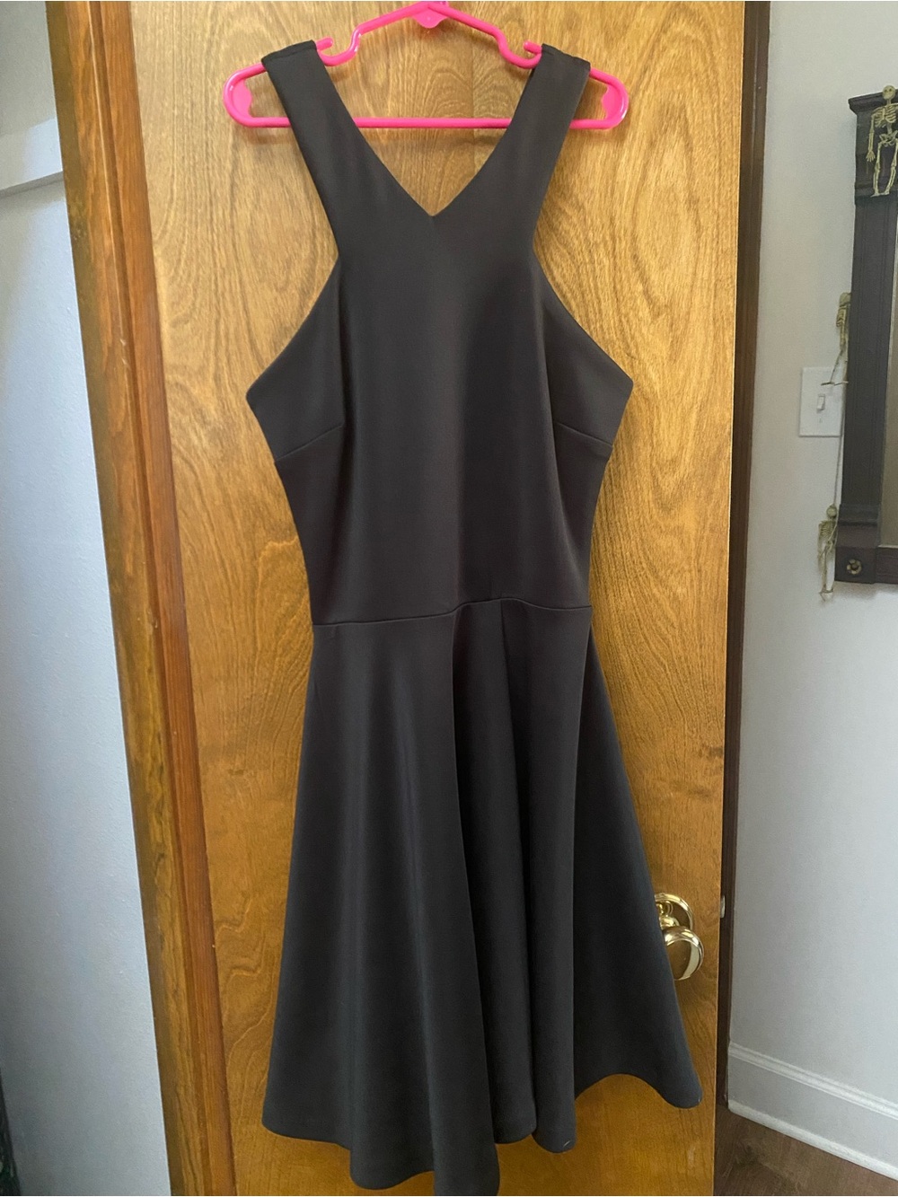 Bar III Black V‑Neck Flared Midi Dress
